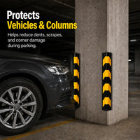 Black and yellow 80cm rubber wall corner guard for warehouses and parking areas