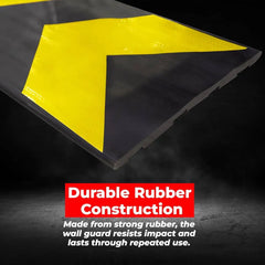 Rubber wall guard with yellow warning stripes