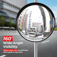 60cm black outdoor convex safety mirror for driveway and parking areas