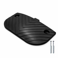 Black rubber mat with two screws on a white background