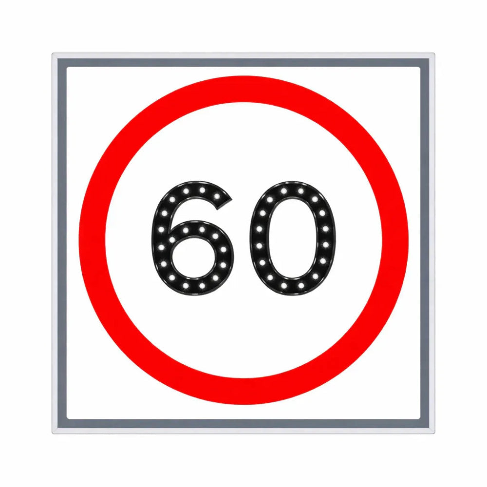 Speed limit sign with the number 60 on a white background