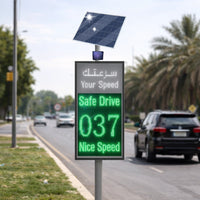Solar LED vehicle speed radar sign display for driver awareness