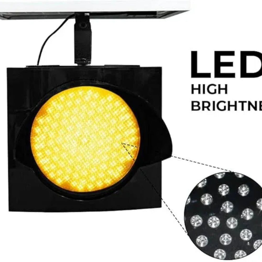 Yellow LED light with close-up of LEDs and text 'LED High Brightness' on a white background