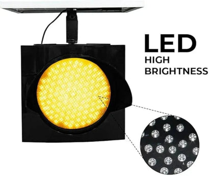 Yellow LED light with close-up of LEDs and text 'LED High Brightness' on a white background