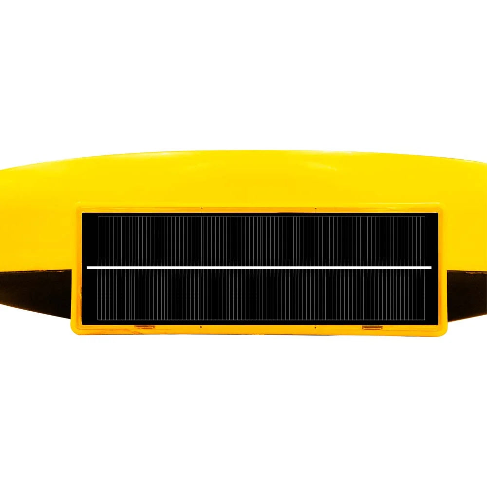 Yellow belt with a solar panel on a white background