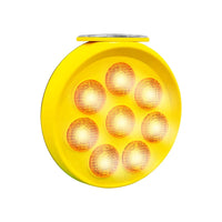 Yellow round light with multiple small lights on a white background
