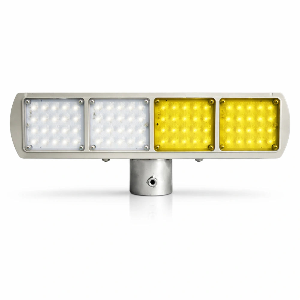 Solar powered LED strobe light yellow and white with 64 ultra LEDs for road safety