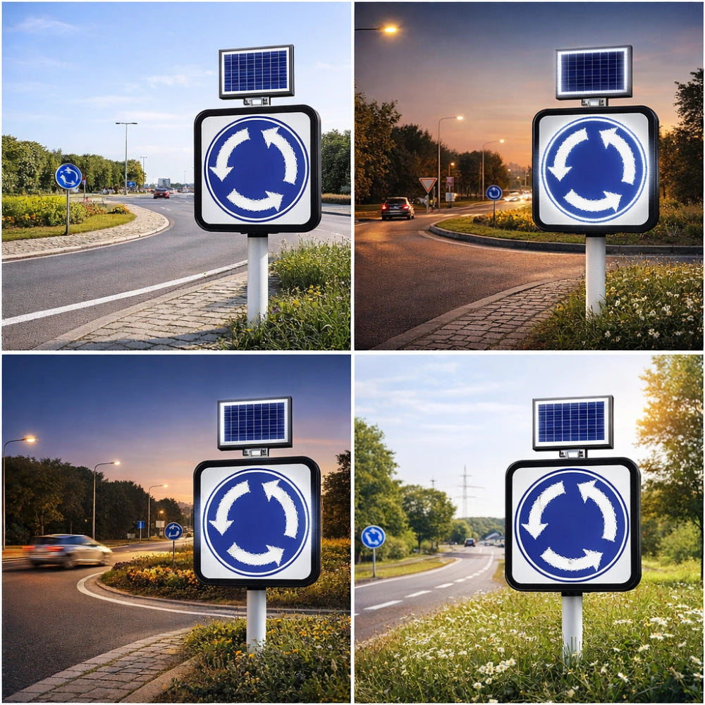 Solar Roundabout Traffic Sign 600MM LED | Shop Now