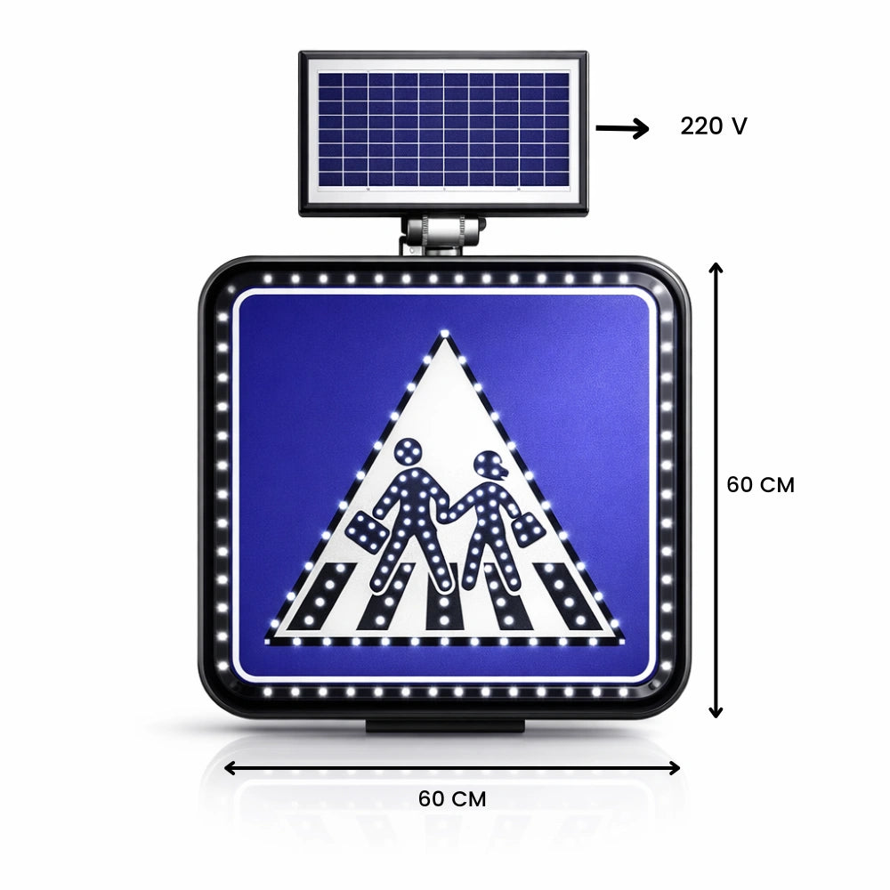 Solar powered students crossing road sign 600MM for school areas