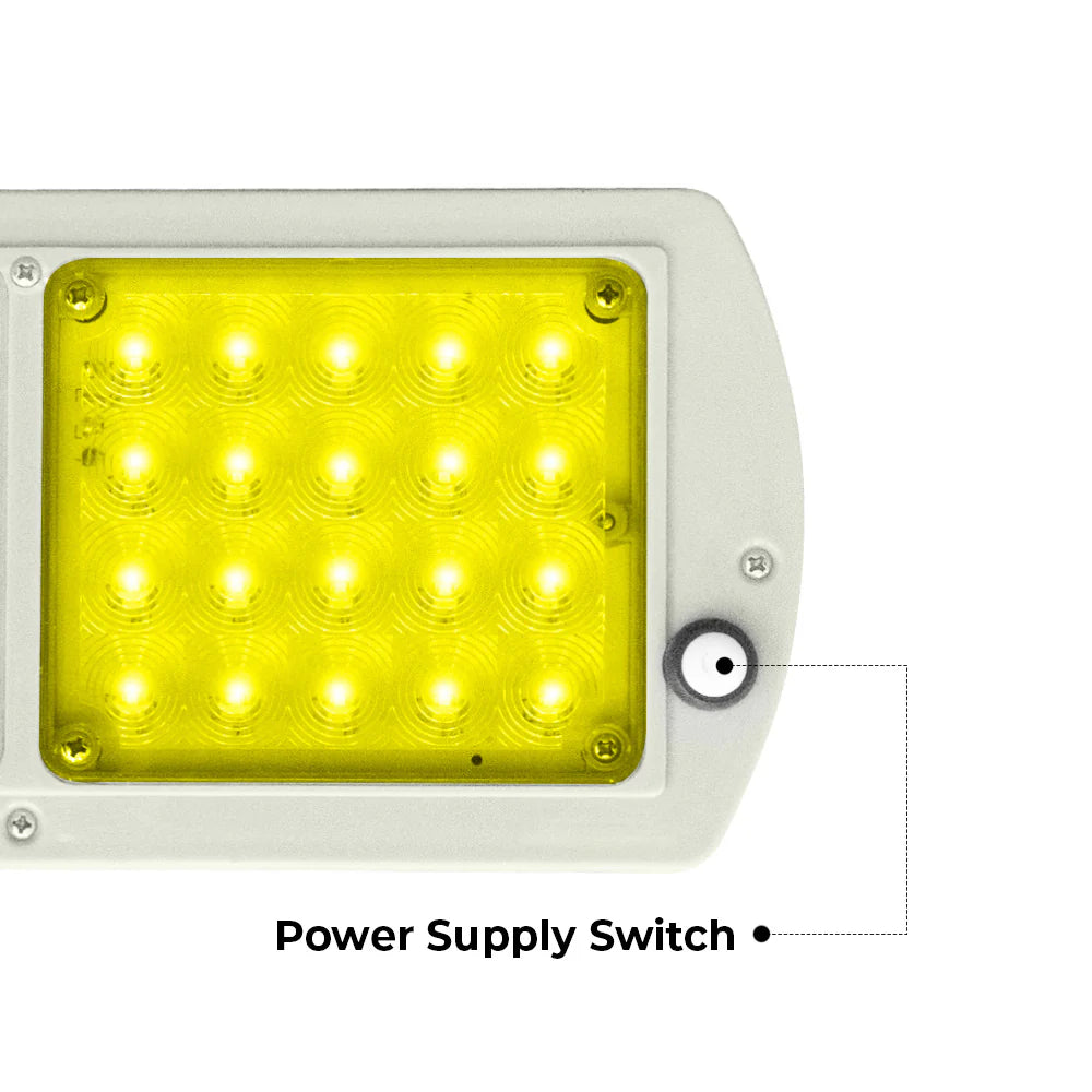 Solar road safety strobe light 64 LEDs yellow white for traffic and construction