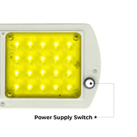 Solar road safety strobe light 64 LEDs yellow white for traffic and construction