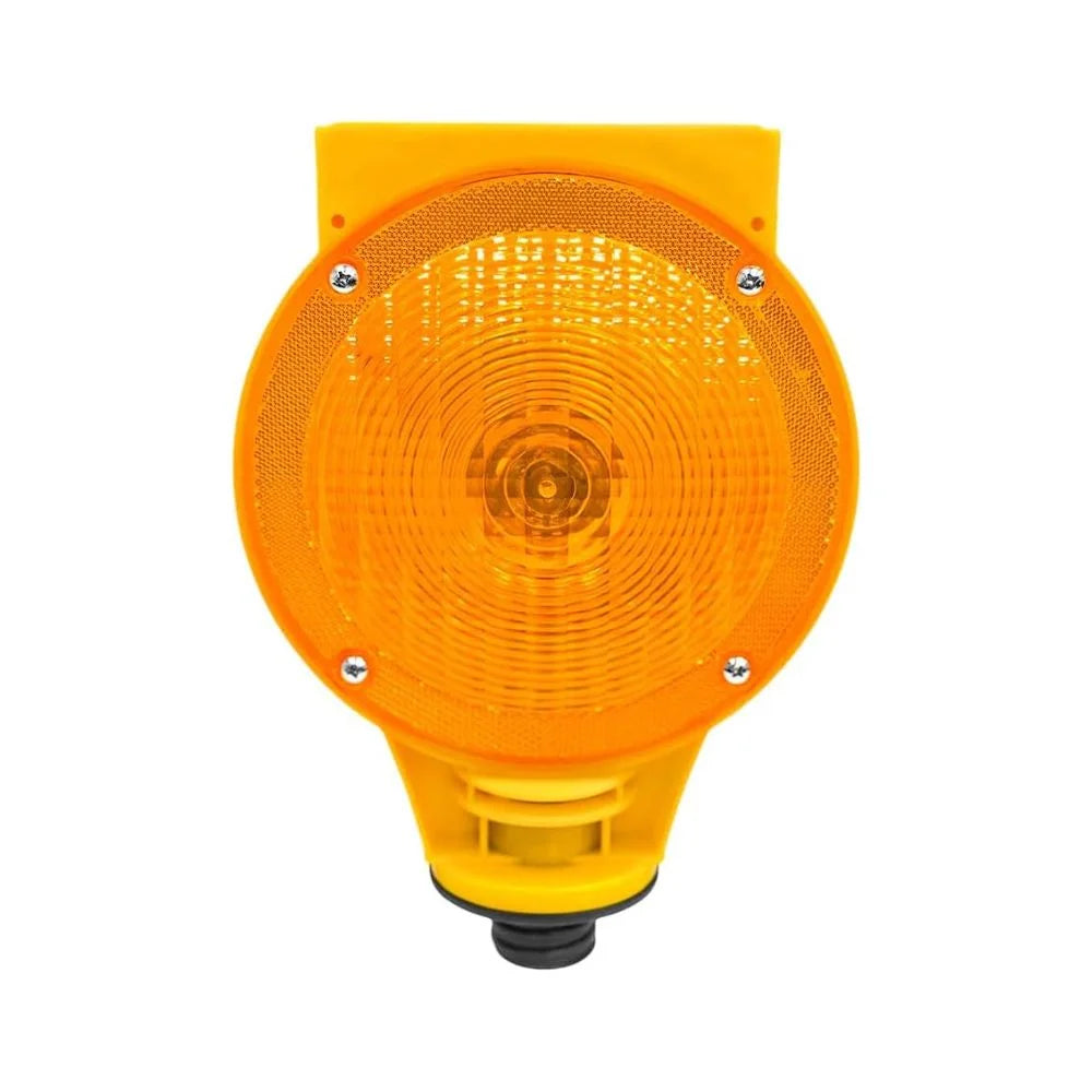 Yellow warning light on a white background
