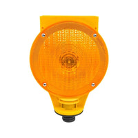 Yellow warning light on a white background