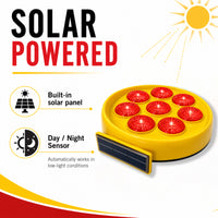 Solar traffic warning light with 8 orange LEDs for roadworks and restricted areas