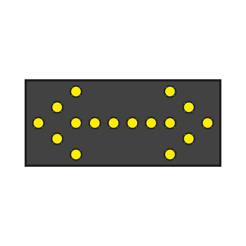 Black rectangular Warning road sign with yellow dots on a white background