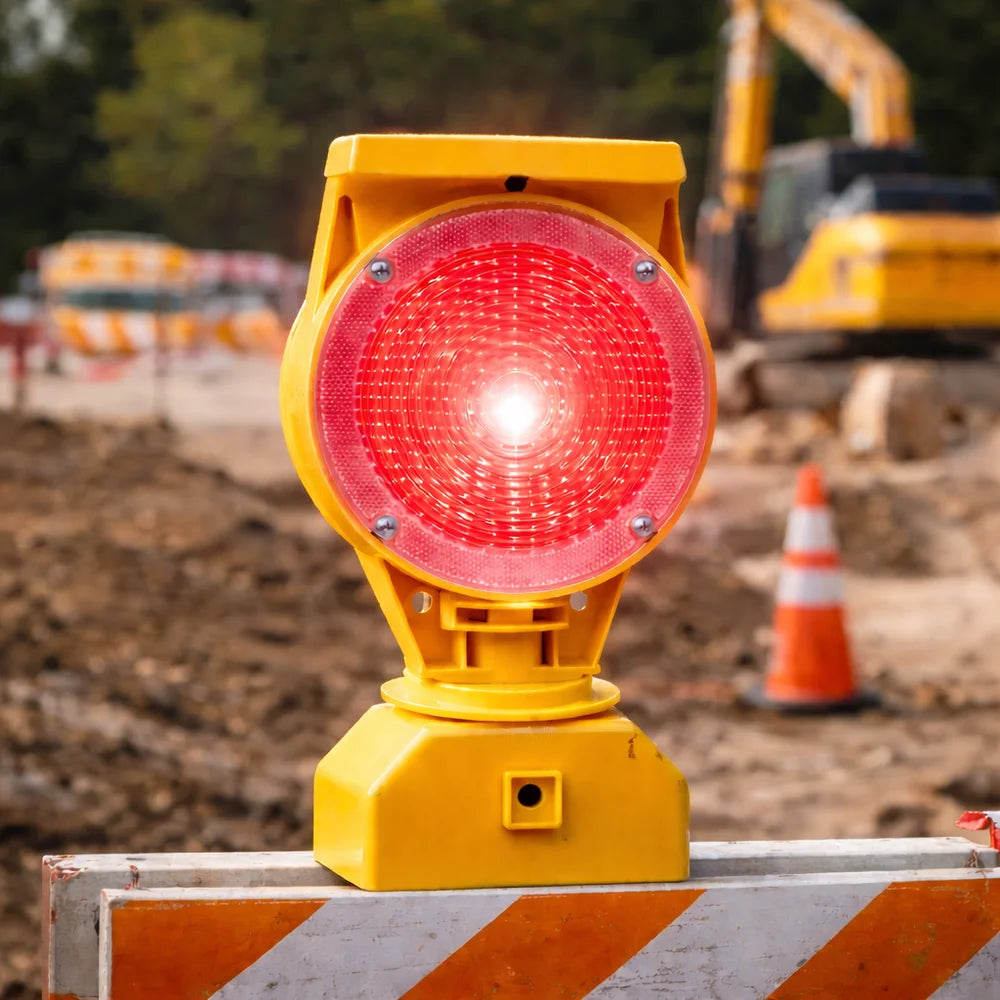 Solar warning light mount bracket red blue for traffic and road safety