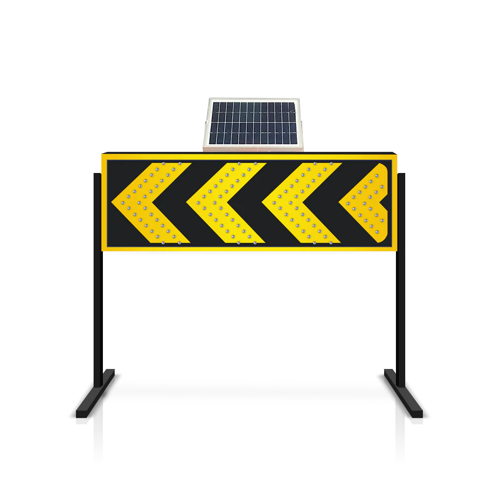 1200mm solar yellow arrow warning sign with stand for traffic and road safety