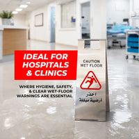 60cm stainless steel foldable wet floor safety sign for hazard prevention