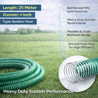 Green suction hose with specifications 