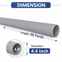 Gray flexible hose with dimensions labeled on a white background