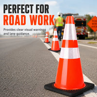 70cm orange PVC traffic cone with black base for hazard marking and safety