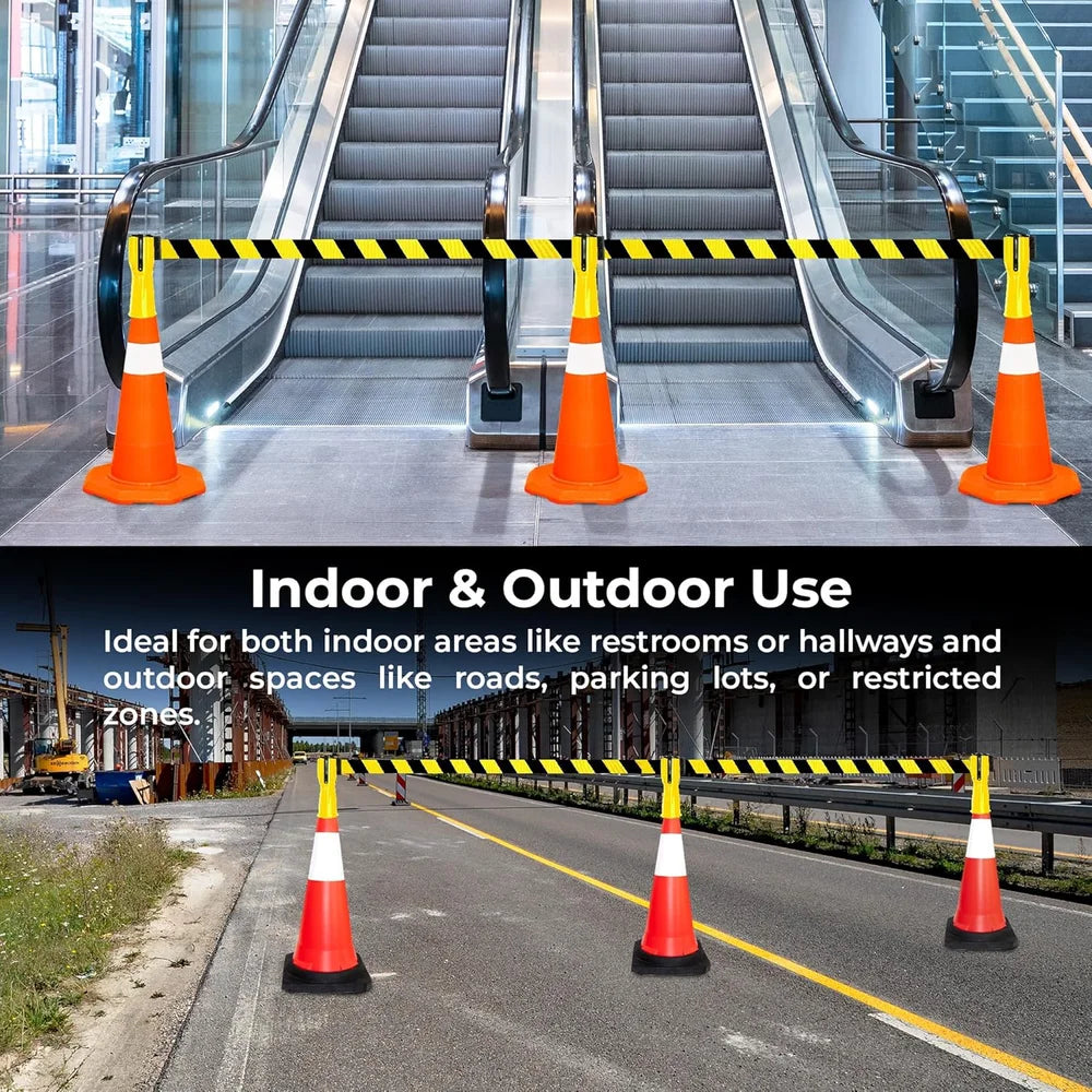 Yellow 3 meter retractable barrier tape for traffic cones and safety management