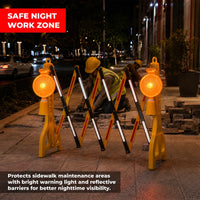 Orange solar powered LED warning light for traffic cones and emergency signaling