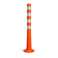 Traffic delineator post orange flexible reflective for road safety and lane guidance
