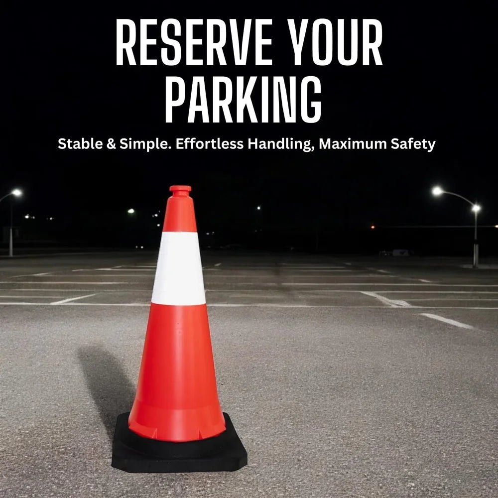 Red 75cm traffic safety cone with PE base for road and site management