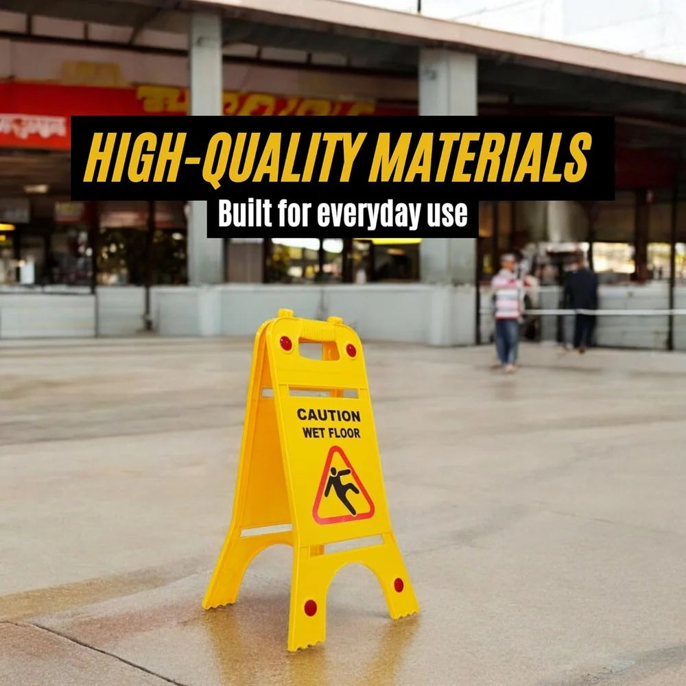 Yellow 64cm two sided wet floor caution sign for cleaning and safety areas
