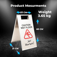 Durable stainless steel wet floor warning sign, foldable 60cm