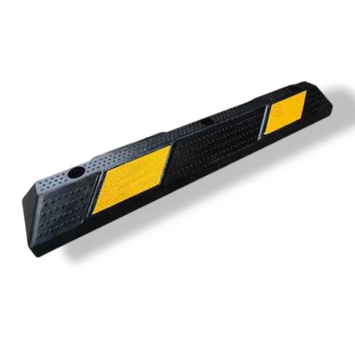 Rubber parking wheel stopper 93cm black with yellow reflective stripes for vehicle safety