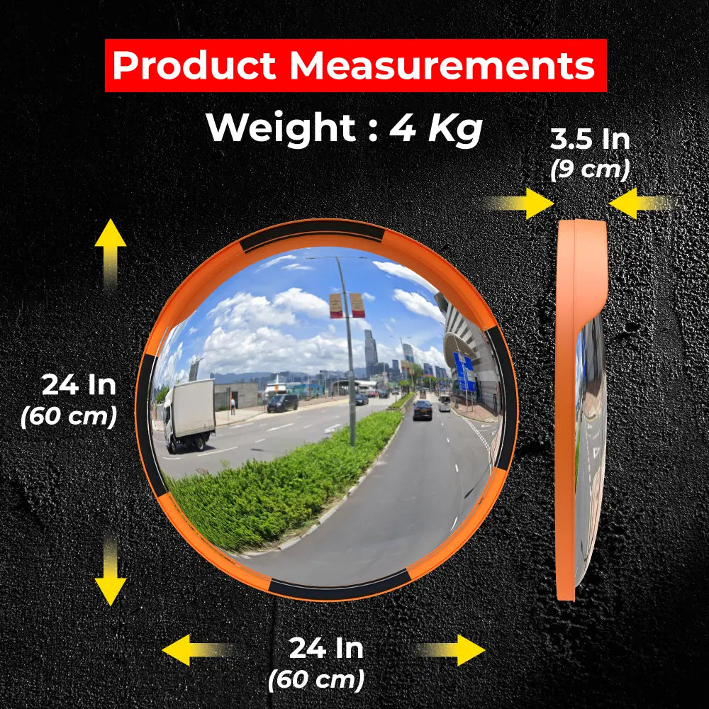 60cm wide-angle parking mirror, convex design for better visibility in driveways and parking lots