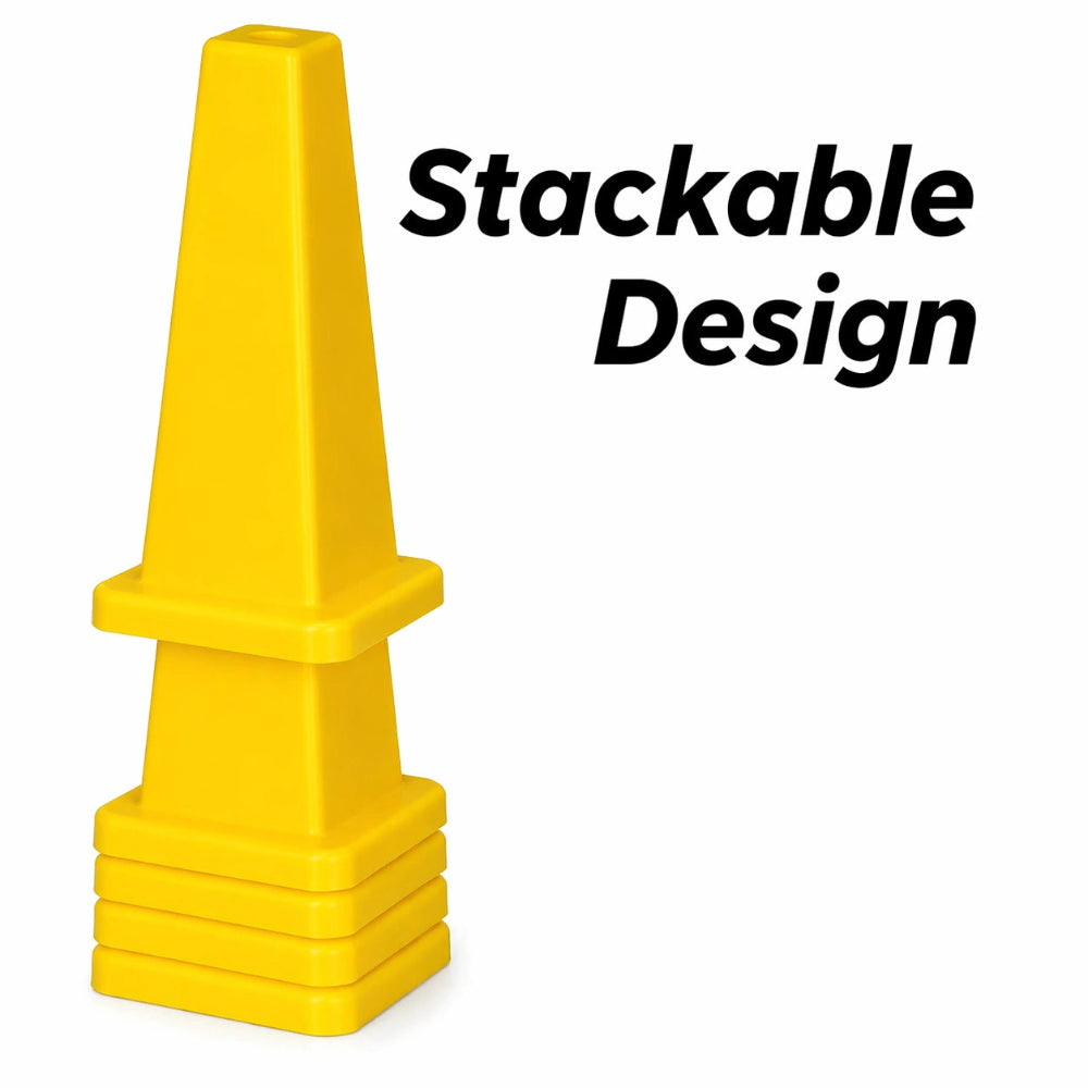 Yellow stackable cone with 'Stackable Design