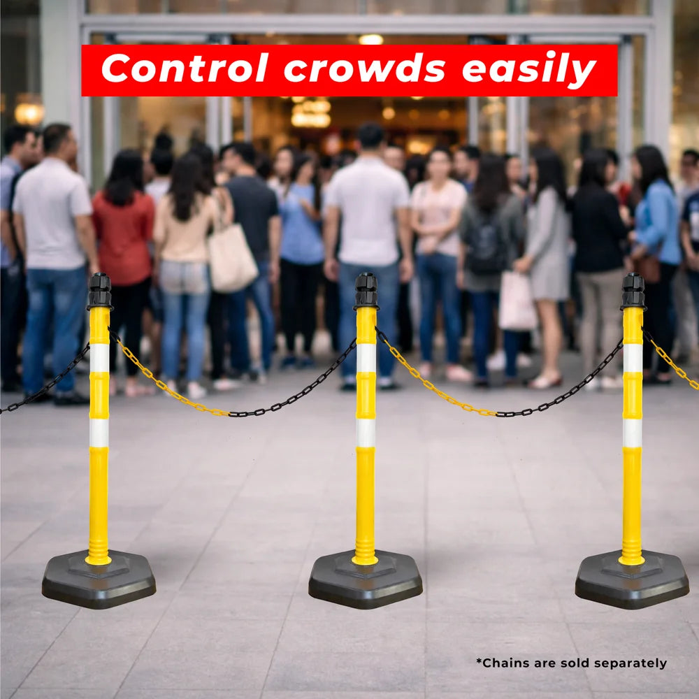 Yellow 100cm delineator post with PVC weighted base for road and parking safety