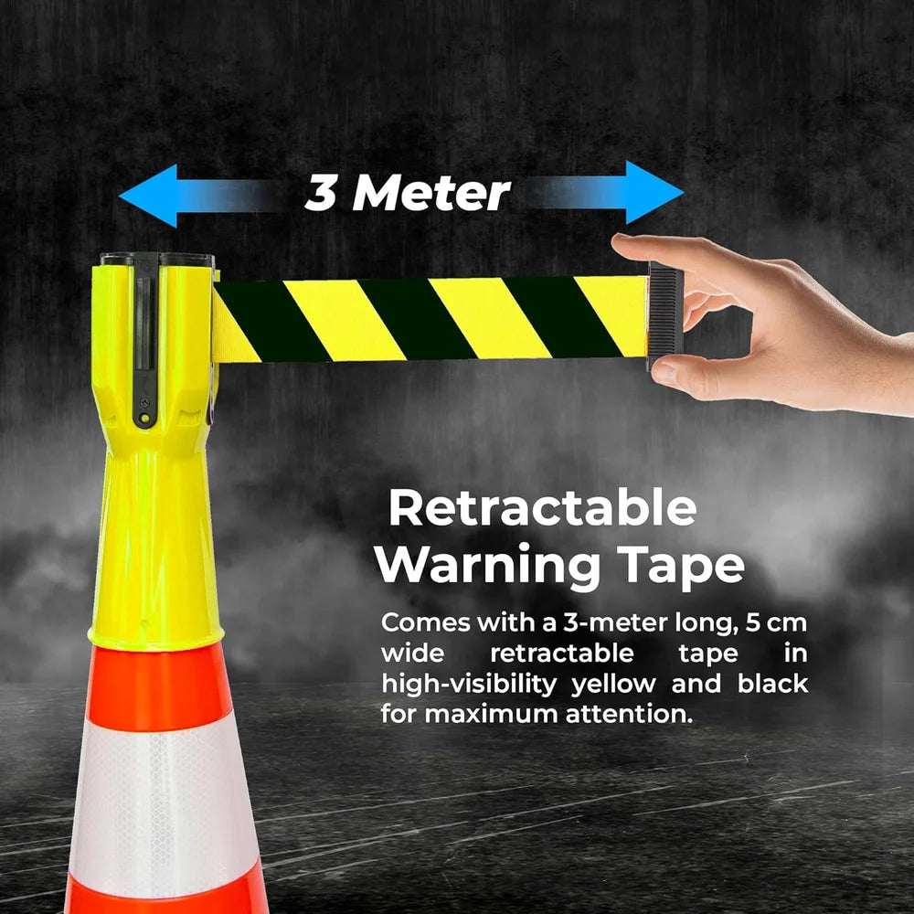 3m yellow retractable traffic cone tape for crowd control and hazard marking