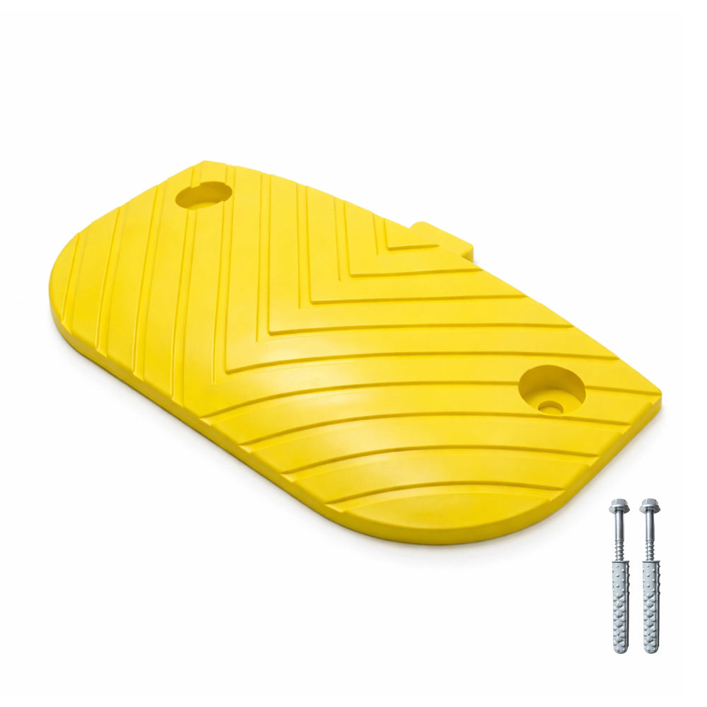 Yellow rubber with two screws on a white background