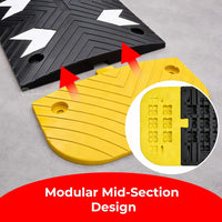 Yellow modular speed bump with black textured surface 