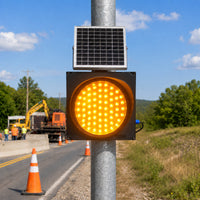 300mm yellow solar LED beacon with blinking light for outdoor traffic safety
